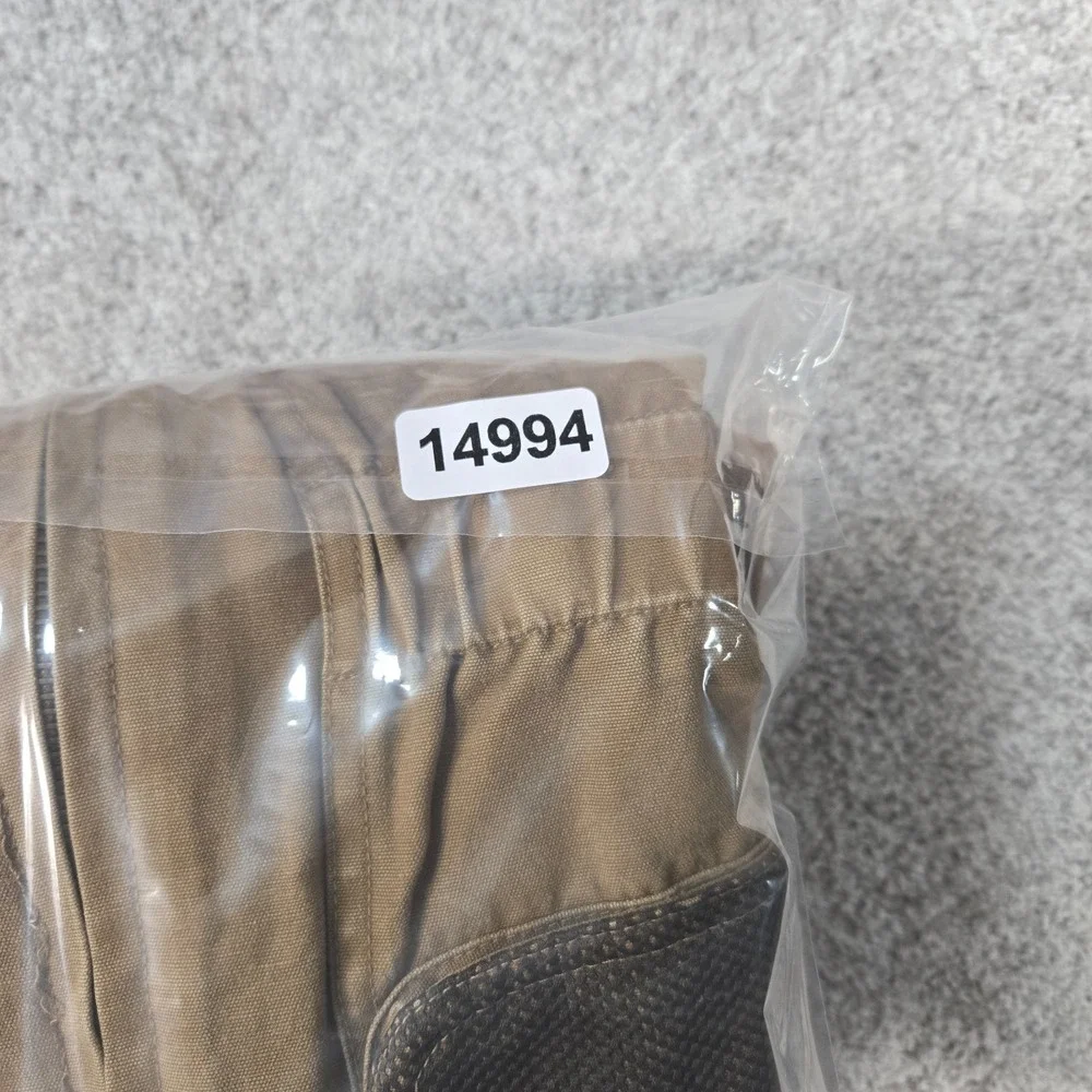 ORVIS canvas zip up vest mens Large North American Hunting deerskin patches